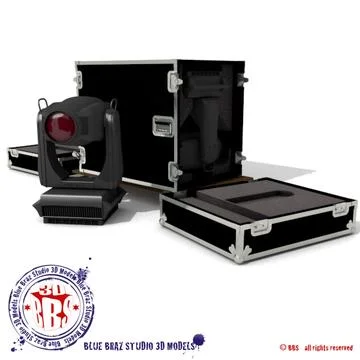 Flight case with Spot moving heads 3D Model