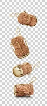 Flight Champagne cork group isolated on a transparent background Stock Photos