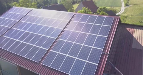 Flight to check whether solar modules are dirty or damaged - 4k drones Video Stock Footage 131547544