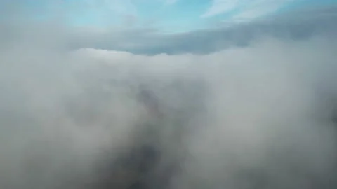 Flight in the clouds at low altitude. View from the cockpit of an airplane,.. Stock Footage 232492070