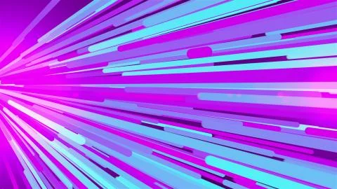 Flight of colored light stripes in the lateral direction, 3d rendering computer Illustrazione stock