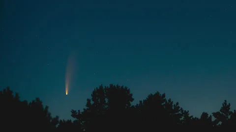 The flight of the comet on the evening sky background. time lapse Stock Footage 136135316