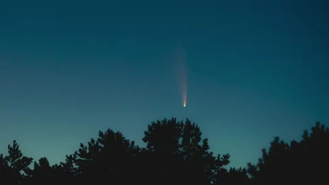 The flight of the comet on the evening sky background. time lapse Stock Footage 136135663