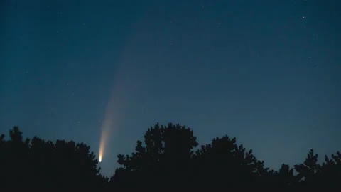 The flight of the comet on the night starry sky background. time lapse 動画素材 136134476