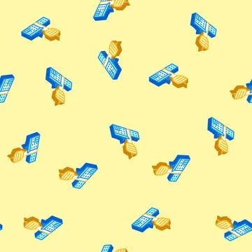 Flight control aeronautical engineer isometric icon seamless pattern 스톡 일러스트