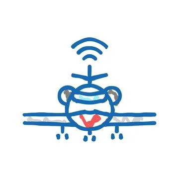 Flight control system aeronautical engineer icon doodle illustration Stock Illustration