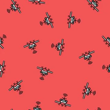 Flight control system aeronautical engineer vector seamless pattern Stock Illustration