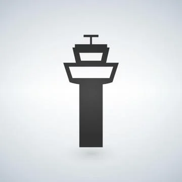 Flight control tower icon for web, mobile and infographics. Vector dark grey  Stock Illustration