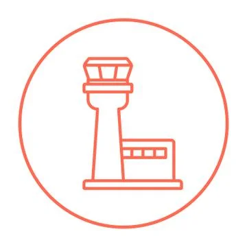Flight control tower line icon Illustrazione stock