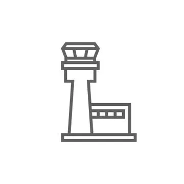 Flight control tower line icon Illustrazione stock