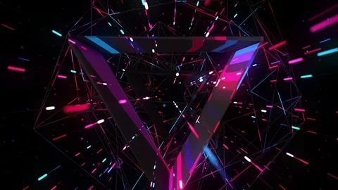 Flight Into Cosmic Triangles Tunnel VJ Loop Stock Footage 72612116