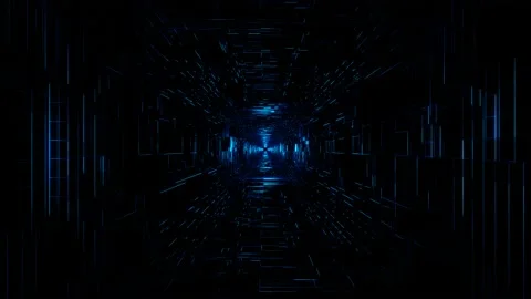Flight into cosmic web structure, neon blue square sci-fi tunnel. VJ loop Stock Footage 158156480