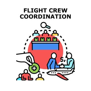 Flight crew coordination concept vector representing teamwork Stock Illustration