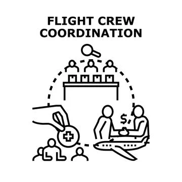 Flight crew coordination concept vector representing teamwork Stock Illustration