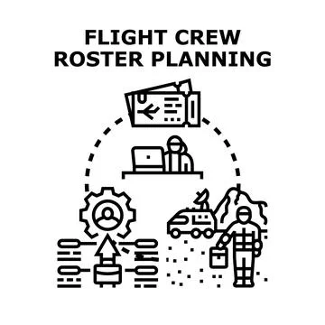 Flight crew roster planning and scheduling concept Stock Illustration
