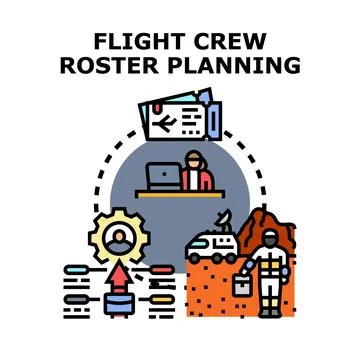 Flight crew roster planning and scheduling concept Stock Illustration