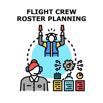 Flight crew roster planning managing aviation operations Stock-Illustration
