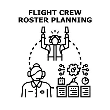 Flight crew roster planning managing aviation operations Stock Illustration