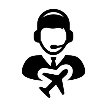 Flight Customer service icon vector male person profile symbol for travel Stock Illustration