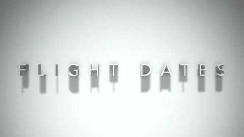 Flight dates 3D title animation with shadows on a white background Stock Footage 297906792