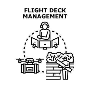 Flight deck management controlling drone delivery logistics Stock Illustration