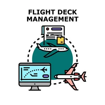 Flight deck management system controlling aviation operations Stock Illustration