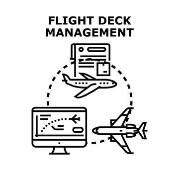 Flight deck management system controlling aviation operations Stock Illustration