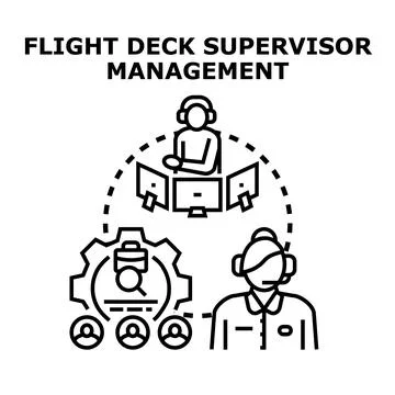Flight deck supervisor analyzing management tasks concept 스톡 일러스트