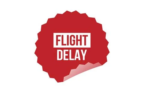 Flight delay red ribbon label banner. Stock Illustration