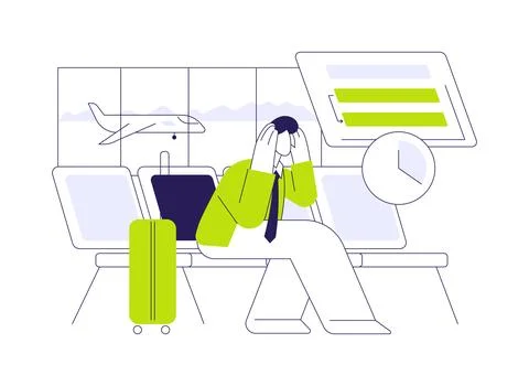 Flight delayed abstract concept vector illustration. Illustrazione stock