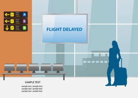 Flight delayed air travel concept vector Stock Illustration