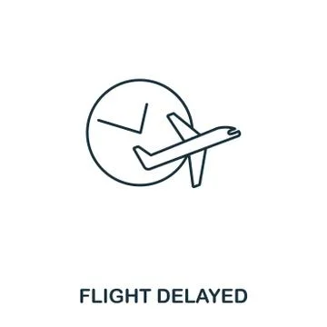 Flight Delayed icon. Outline thin line style from airport icons collection Ilustración de archivo