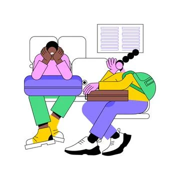 Flight delayed isolated cartoon vector illustrations. Stock Illustration