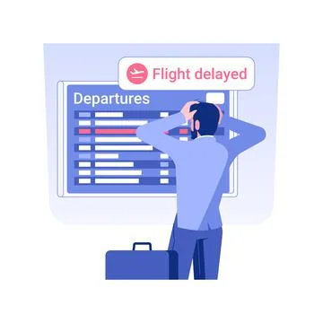 Flight delayed isolated concept vector illustration. Stock Illustration