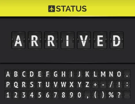 Flight departure flip board. Vector Mechanical airport scoreboard for flights Stock Illustration