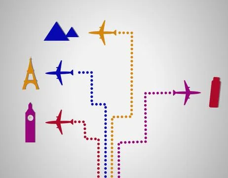 Flight destination dots Stock Illustration