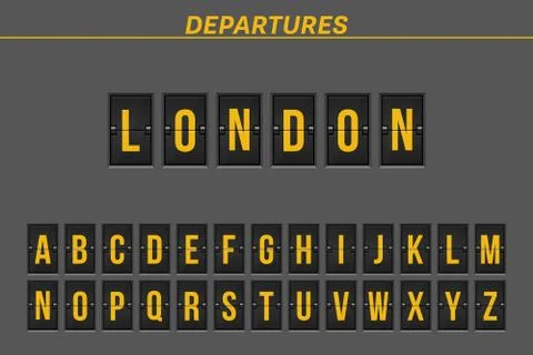 Flight destination on mechanical scoreboard vector illustration Stock Illustration