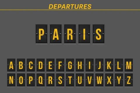 Flight destination on mechanical scoreboard vector illustration Stock Illustration