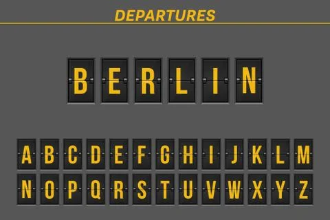 Flight destination on mechanical scoreboard vector illustration Stock Illustration