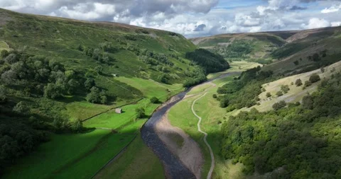 Flight Down Swaledale, North Yorkshire Stock-Footage 262084472