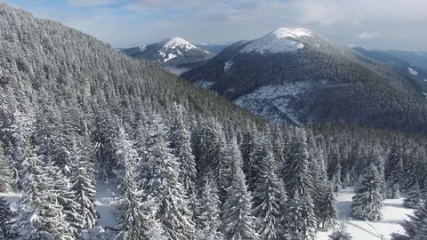 Flight down in the winter mountains Video stock 74259227