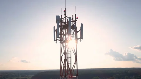 Flight up on drone along telecommunications tower Stock Footage 117445137