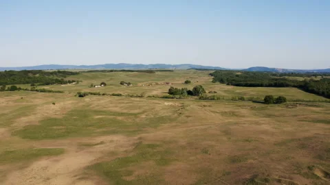 Flight with a drone by a hunters watchtower Stock Footage 134957481