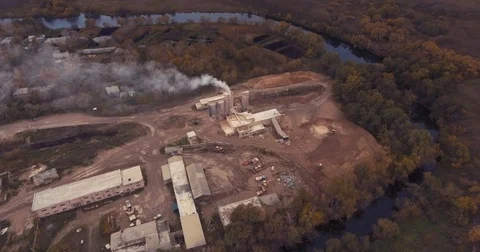 Flight to the drone of the old factory Stock Footage 71282578
