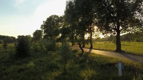 Flight of the drone over the fields and rivers 動画素材 76999956