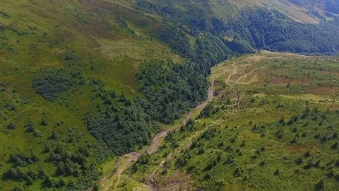 Flight of a drone over a mountain valley Stock Footage 83981683