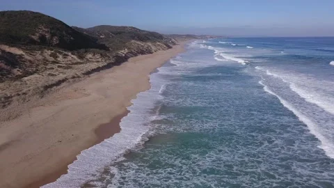 Flight of drone over the ocean beach Stock Footage 132797265