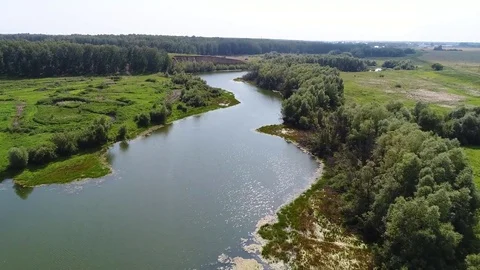The flight of the drone over the river. View from a height Video stock 78872965