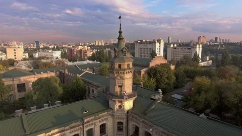 Flight of the drone over the roofs of the old city Stock-Footage 90998263
