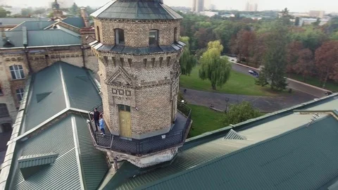 Flight of the drone over the roofs of the old city Stock Footage 91033003